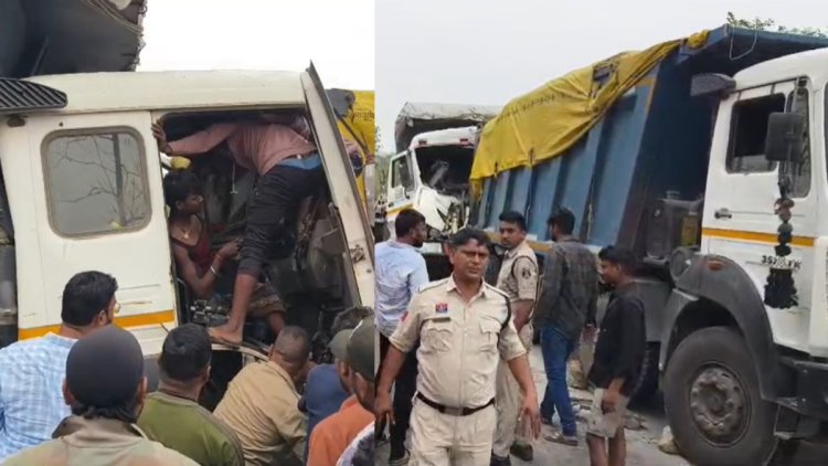 CG Accident News : हाइवा से हाइवा की भिड़ंत, केबिन में फंसा चालक, रायपुर-अंबिकापुर हाइवे पर लगा जाम